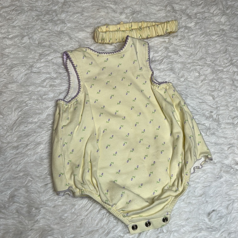 First Impressions Yellow And Purple Headband And Onesie Set - Picture 3 of 8